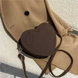 Vintage Scrub PU Shoulder Bag Love Heart Shape Crossbody Bags