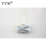 Pink Sliver Bow Clutch Evening Bag Bride Wedding Party Handbag Purse