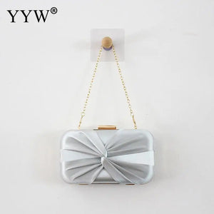 Pink Sliver Bow Clutch Evening Bag Bride Wedding Party Handbag Purse