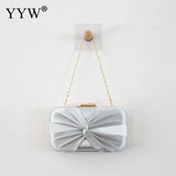 Pink Sliver Bow Clutch Evening Bag Bride Wedding Party Handbag Purse
