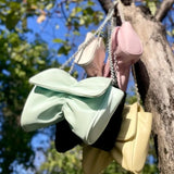 Bowknot Women Small Shoulder Bag Portable Female Crossbody Bags Solid Ladies Clu