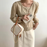 Canvas Shoulder Bag Chains Crossbody Small Female Purse