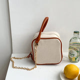 Canvas Shoulder Bag Chains Crossbody Small Female Purse