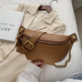 Stylish Braid PU Leather Fanny Pack Chain Crossbody Chest Bag