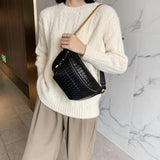 Stylish Braid PU Leather Fanny Pack Chain Crossbody Chest Bag