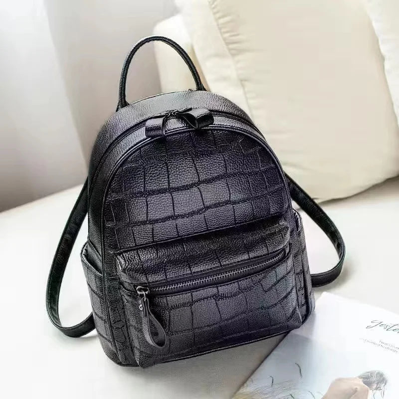 Crocodile Pattern Small Backpack for Women