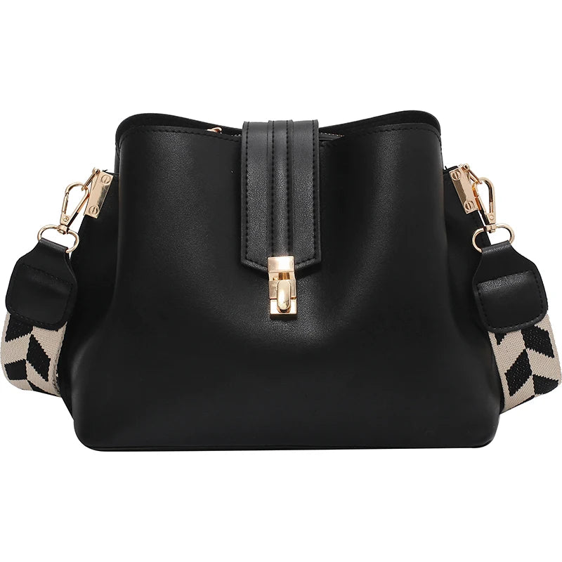 Large Bucket Women Crossbody Bags Wide Strap Clutches Ladies Shoulder Messenger