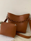 Women Shoulder Bag Chain Bucket Handbags High Pu Leather Totes Composite Bag