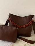 Women Shoulder Bag Chain Bucket Handbags High Pu Leather Totes Composite Bag