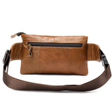 Men Leather Waist Pack Travel Organizer Waist Belt Mobile Phone Bag