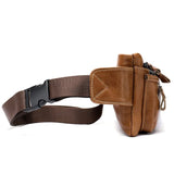 Men Leather Waist Pack Travel Organizer Waist Belt Mobile Phone Bag