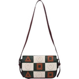 Small Square Women Shoulder Bags Geometric Patterns PU Leather Messenger Bag