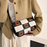 Small Square Women Shoulder Bags Geometric Patterns PU Leather Messenger Bag