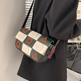 Small Square Women Shoulder Bags Geometric Patterns PU Leather Messenger Bag