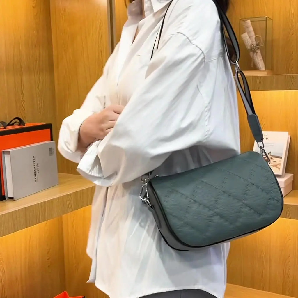 Vintage Leather Sling Handbag Women's Casual Messenger Shoulder Bag