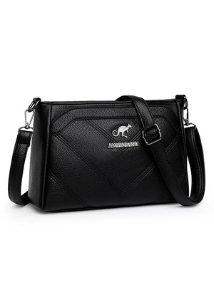 Women's PU Leather Messenger Bag Vintage Handbag Solid Shoulder Crossbody Pack
