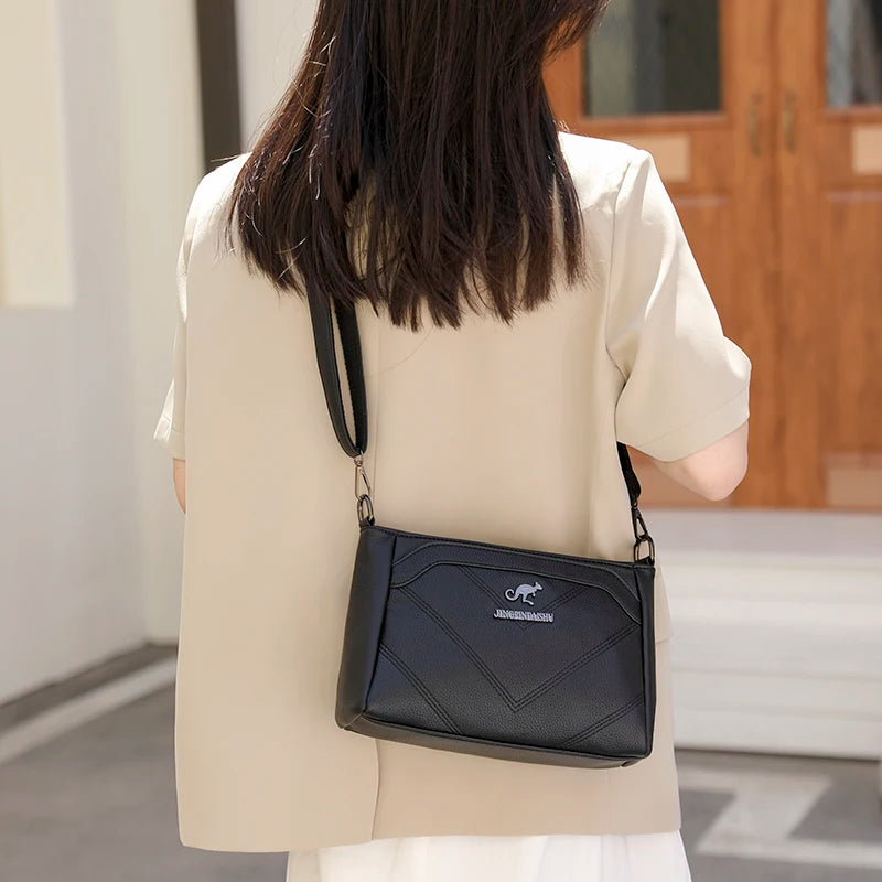 Women's PU Leather Messenger Bag Vintage Handbag Solid Shoulder Crossbody Pack