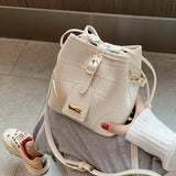 Bucket Bag Women's Drawstring PU Leather Shoulder Bag