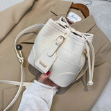 Bucket Bag Women's Drawstring PU Leather Shoulder Bag