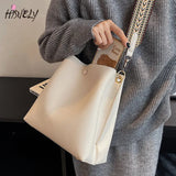Women's Bucket Bag Soft PU Leather Shoulder Bag Crossbody Tote Wide Strap