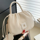 Pleated Drawstring Bucket Handbag for Women Party Clutch Crossbody