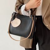 Portable Shoulder Bag Women Bucket Messenger Bag with Pendant Large Capacity