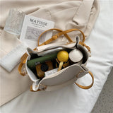 Portable Shoulder Bag Women Bucket Messenger Bag with Pendant Large Capacity