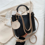 Portable Shoulder Bag Women Bucket Messenger Bag with Pendant Large Capacity