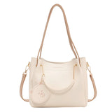 Portable Shoulder Bag Women Bucket Messenger Bag with Pendant Large Capacity