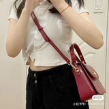 Burgundy Women Shoulder Bags Square Crossbody Bag Female Handbags