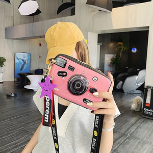 Camera Shape Print Shoulder Bag for Girls Ladies Clutch HandBags