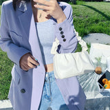 Retro PU Leather Ruffle Shopper Tote