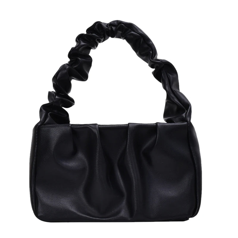 Retro PU Leather Ruffle Shopper Tote