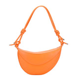 Candy Colors Saddle Bag Women Shoulder Bags Half Circle Pu Leather Handbag