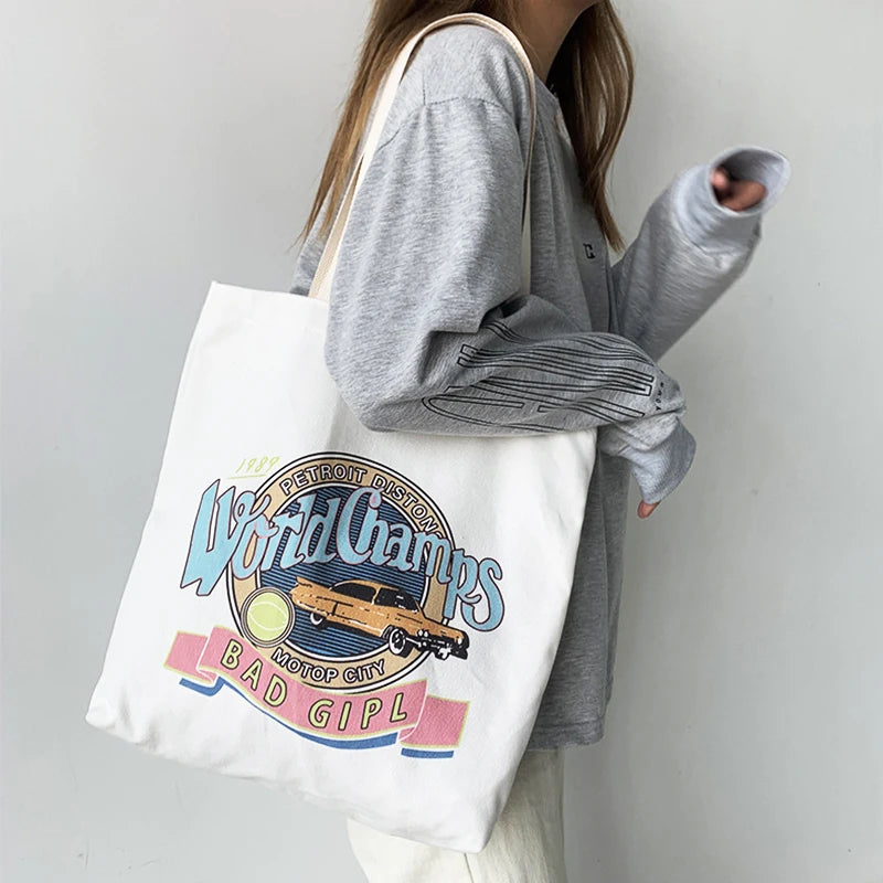 Canvas Shoulder Bag Women Ulzzang Harajuku Shopper Tote High Capacity