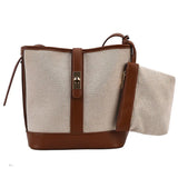 Canvas Bucket Bag Women Shoulder Bags Patchwork Crossbody Bag