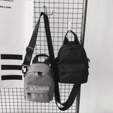 Canvas Fabric Unisex Chest Bag Grey Shoulder Bags Chain Decoration Unique Purse