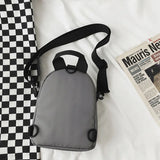 Canvas Fabric Unisex Chest Bag Grey Shoulder Bags Chain Decoration Unique Purse
