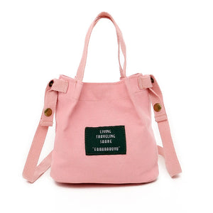 Vintage Corduroy Shoulder Bag Solid Handbag Bucket Crossbody Bag
