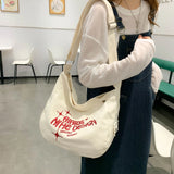 Canvas Messenger Bag Large Capacity Embroidered Letters Travel Handbags