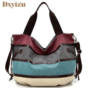Canvas Patchwork Women Casual Tote Handbag Shoulder Bags Large Capacity