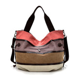 Canvas Patchwork Women Casual Tote Handbag Shoulder Bags Large Capacity