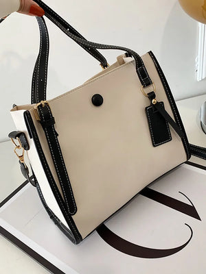 Vintage Canvas Shoulder Bag for Women High Capacity Soft Pu Leather Shopper