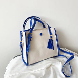 Vintage Canvas Shoulder Bag for Women High Capacity Soft Pu Leather Shopper