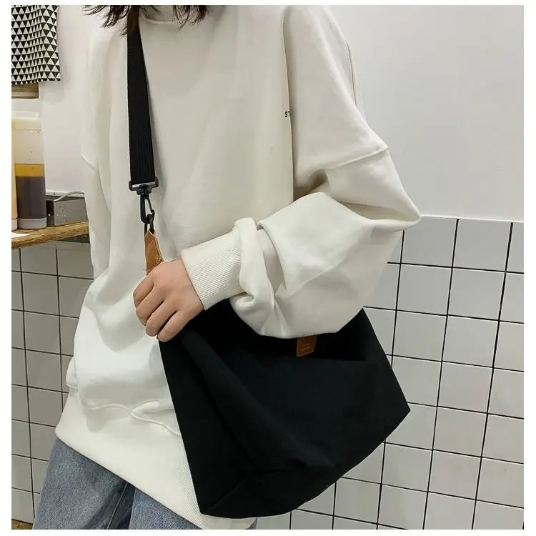 Women's Retro Canvas Shoulder Bag Casual Messenger Street Solid School Crossbody