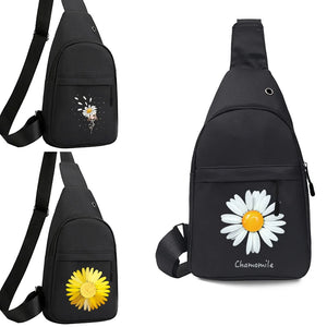 Daisy Print Canvas Waist Bag Universal Sports Travel Outdoor Chest Pack