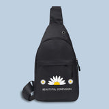 Daisy Print Canvas Waist Bag Universal Sports Travel Outdoor Chest Pack