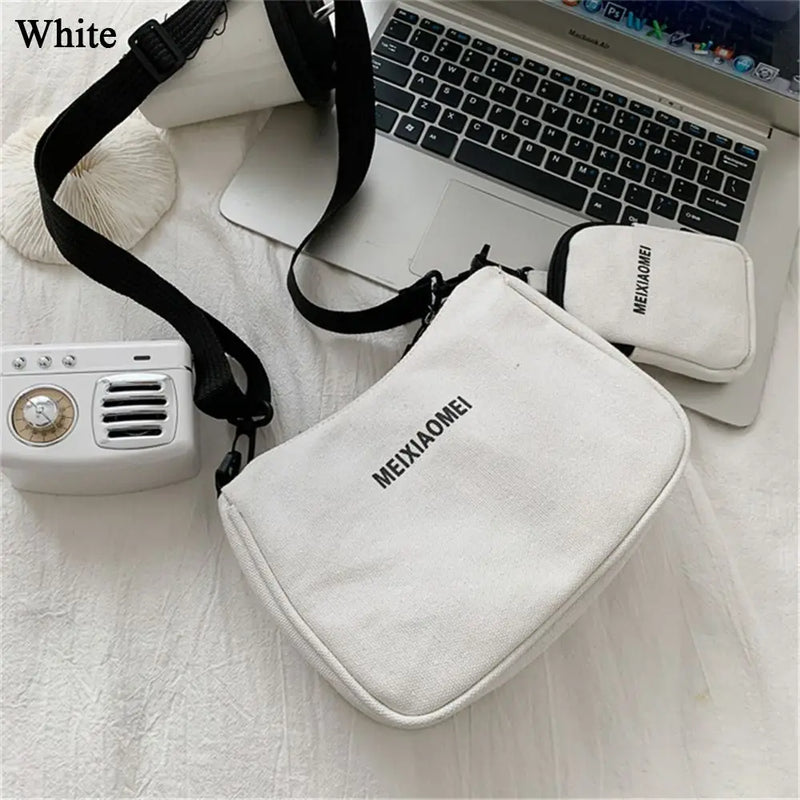 Canvas Women Bag Female Solid Crossbody Messenger Bag Letter Shoulder Handbags