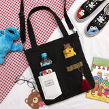 Canvas Geometric Pattern Shoulder Bag