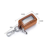 Leather Double Pocket Zipper Mini Wallet Key Bag